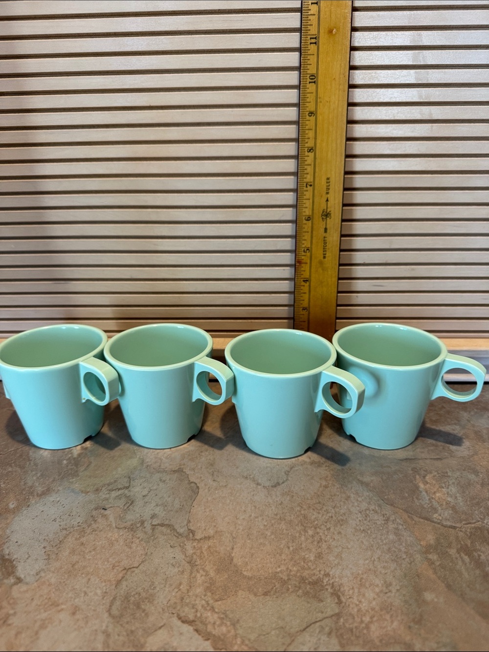 Texas-Ware Mint Green Plastic Stackable Cups - Set of 4